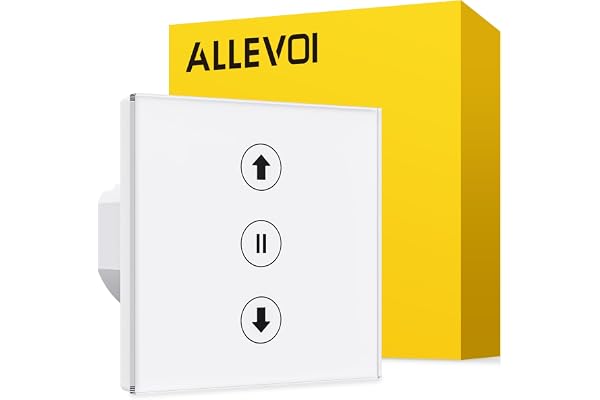Allevoi Interrupteur Volet Roulant Connecté CS01, Interrupteur Tactile de Stores Compatible avec Alexa/Google Home/Smart Life, Commande Vocale et APP Contrôle à Distance (Fil Neutre Requis)