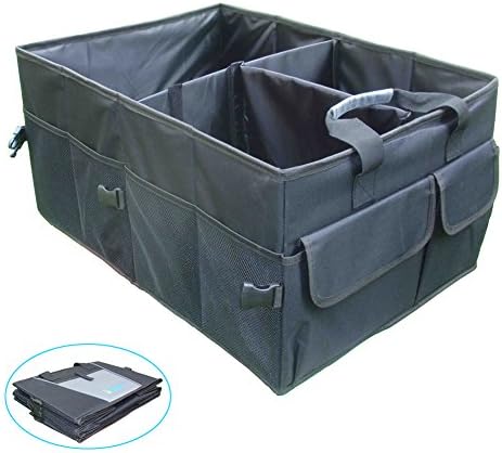 Extra Large Auto Trunk Organizer, Premium Cargo Trunk Storage Fits for SUV, Van, Car, Truck and Home, Black, Lifetime Warranty