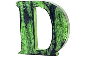 LETTER-O-HOLIC Shabby Chic Vintage Large 11 cm Wooden Letters Hand Finished Alphabets Free-Standing Or Wall Mounted Décor for Weddings Baby Names Signs Unique Personalised Gift.(Green Letter D)