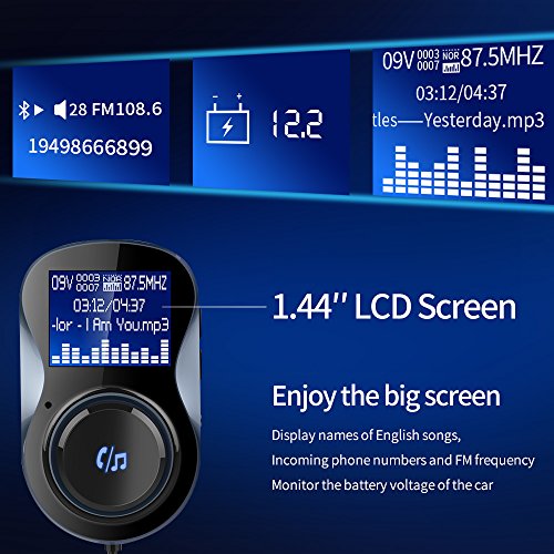 Trasmettitore Bluetooth FM, HAISSKY Vivavoce Bluetooth Radio Adattatore da Auto Kit con Carta TF,Caricatore USB per Smartphone/Tablet/UnitÃ  GPS/Lettori iPod/MP3 e Altro Ancora