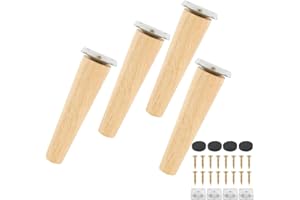 miuline Lot de 4 Pieds de Canapé Bois Massif, Pieds de Meubles pour Fauteuil, Table de Nuit, Armoire, Tiroir(15cm, Straight)