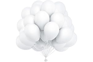 OWill Ballon Blanc,50pcs 10 pouces Ballons de Baudruche,Ballon Anniversaire,Garçons Filles Anniversaire,Fête d'anniversaire,Anniversaire de Mariage,Baby Shower,Décoration d'anniversaire