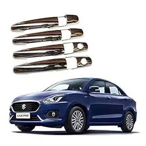 BBM Exterior Chrome Door Handle, Front Rear Driver & Passenger Side ABS Plastic Triple Layer Chrome Plated Finish with Adhesive Tape for Maruti Suzuki Swift Dzire 2018 2019 2020