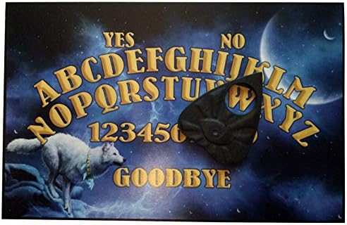 Hand Finished A4 Sized Wooden Mystic Wolf Talking Board Set Complete with Mystic Oracle Planchette, Ouija Style Board with Full Moon Theme