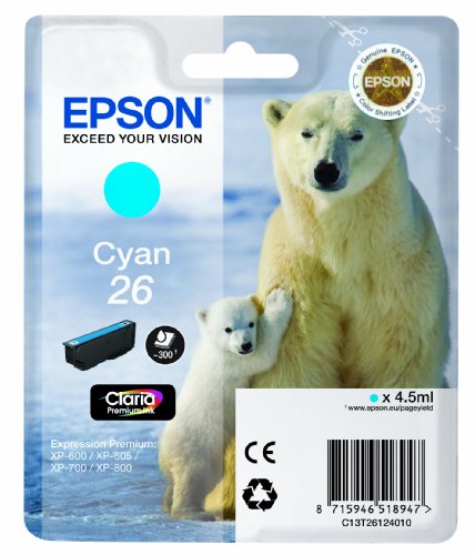 Epson T2612 Cartouche d'encre d'origine 300 pages 4,5 ml Cyan