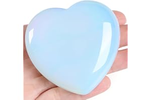 AWARDSEN 60 mm Opale Pierre Precieuse Naturelle Cristaux Grande Pierre de Coeur Cristaux Cœurs de Palme Pierre Précieuses Reiki Cristaux Cadeaux pour Femme