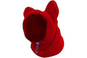 Folpus Hundehaube Wintermütze Ohrenschützer Kostüm Haustier Winterhaube Hüte Hundeohren Abdeckung für mittelgroße bis große Hunde Haustiere Welpen Camping, Rot M