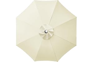 LUSCHEER Replacement Parasol Canopy Waterproof, Parasol Replacement Canopy Cover Patio Umbrella Cloth for 2.7m 8 Ribs Diameter Large Patio Umbrella Weatherproof UV-Anti, Beige
