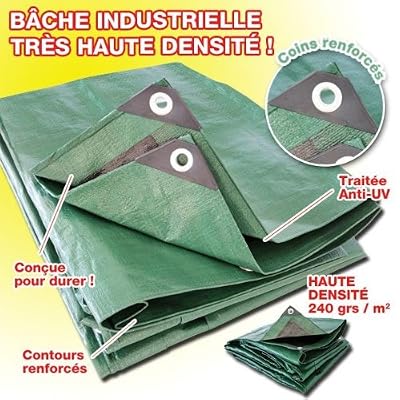 Provence Outillage 4108 Bâche industrielle 240 g/m ultra lourde 3 x 5 m