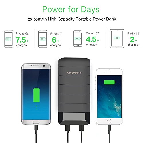 Powerbank X-DRAGON 20100mAh Externer Akku Pack Handy LadegerÃ¤t mit LED Digital Display und Schnellaufladung fÃ¼r iPhone X / 8 / 8 Plus / 7 / 6s / 6 Plus, iPad, Smartphone, Huawei, Samsung und Tablet