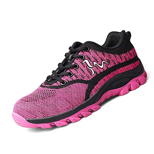 Preisvergleich Produktbild JIEFU Sicherheitsschuhe, Arbeitsschuhe Damen mit Stahlkappe Atmungsaktiv Sicherheitsstiefel Sportlich Schutzschuhe Hiking Schuhe Outdoor für Sommer,40EU
