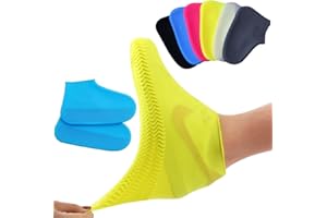 ‎TBLMPNE Silikon Regenüberschuhe, Silikon Überschuhe Wasserdichte Silikon Schuhüberzieher Wiederverwendbare rutschfeste Überschuhe Anti-Rutsch Schuhüberzieher für Regen, Schlammige Straßen (XL, Blau)