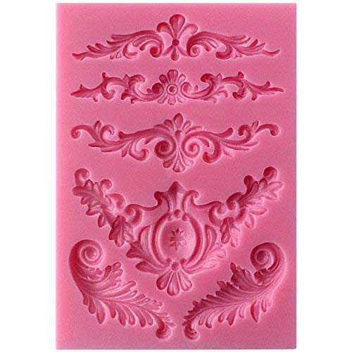 musykrafties Vintage Estilo Barroco Curlicues Espiral Encaje Fondant Molde de Silicona para Modelado Azúcar, Pastel Borde Decoración, Adorno Pasteles, Joya,Polímero Flexible, Manualidades Proyectos