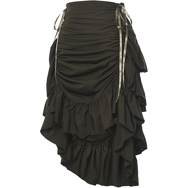 Womens Halloween ruches gelaagde steampunk gothic Victoriaanse vintage lange rokken elastische taille middeleeuwse renaissance retro piraat maxi rokken, wijnrood, 42