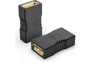 J&D DisplayPort Coupler Adapters, 2-Pack Gold-Plated 4K DP Female to DP Female Coupler DisplayPort Extender, Support 3D 4K Ethernet