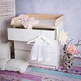 Puckdaddy Naturholz Wickelaufsatz Wickeltischaufsatz für IKEA Malm, Mandal, Brusali Kommode