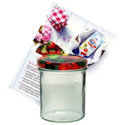 48er Set Sturzglas 350 ml Marmeladenglas Einmachglas Einweckglas To 82 Obst Deckel incl. Diamant-Zucker Gelierzauber Rezeptheft - 2