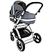 i-Safe System - Grey Trio Travel System Pram & Luxury Stroller 3 in 1 Complete With Car Seat