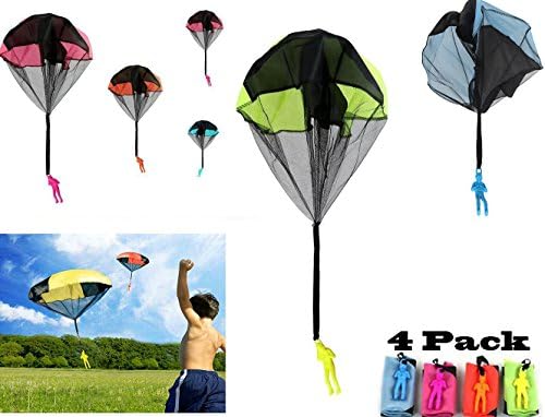 KidZoo Hand Throwing Parachute Men Toy Set Seprovider Tangle Free Flying Flight Creative Toys Multi-colour for Boys Girls Kids Adults - Pack Of 4