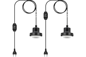 ABEIADY Kit Lampada a Sospensione a Spina Portalampada E27 Lampada Sospensione con Interruttore 2 PCS Lampada Vintage Lampadario a Sospensione in Metallo Lampade a Sospensione, per Cucina (Senza Lampadina)