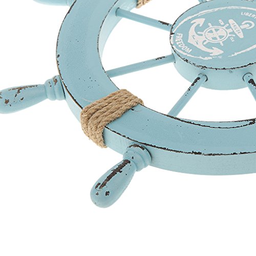 Hängen Wand Deko Maritime Style Strand Holz Boot Schiff Rad Ruder Dekor – Blau - 4