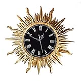 KJGR Wanduhr European Style Retro Luxus Persönlichkeit Hanging Tisch Sun Mute Hotel Quarz Uhr, Gold