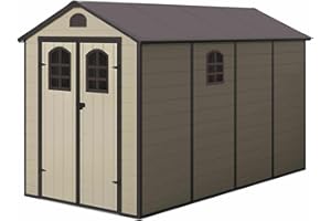 Gardiun Caseta de Resina Alessia C - 6,88 m² 188x366x225 cm con Suelo y Ventanas Beige