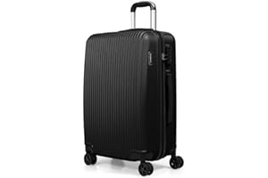 FOSANI Medium Suitcase |Aluminium Telescopic Handle | Lightweight | Hard-Shell Suitcases |3 Digit Combination Lock | 4 Silent Dual Spinner Wheels (Black, Medium 24'')