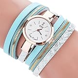 LSAltd Damen Art und Weisediamant-Verpackung Um Uhr Lederoid Quarz Armbanduhr (Minze Grün)