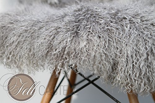 Tibetlammfell Tibet Lammfell Silbergrau 85 x 45 cm Grau mit weißen Spitzen - 2