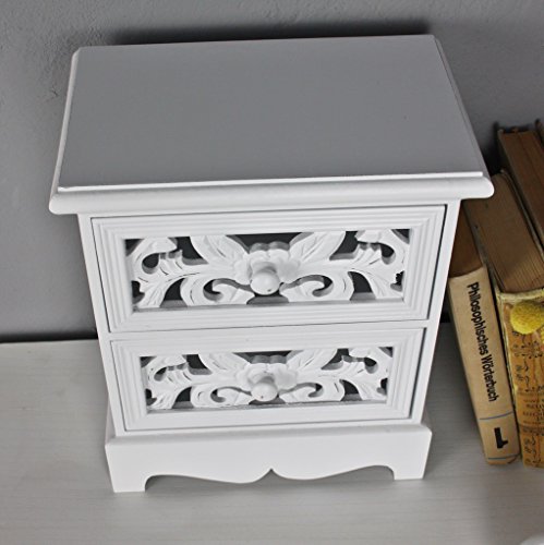 elbmöbel Kommode klein H35 x B29 x T16cm Schmuckkommode antik Holz weiß Landhaus Tischkommode Schränkchen - 2