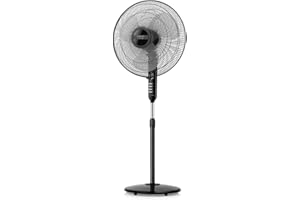Taurus Bergen 16CR Ventilador de Columna oscilante, Sistema de oscilación, Temporizador, 3 velocidades, 3 aspas/40 cm diámetro, 45 W, Negro, Plastique