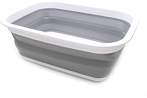 SAMMART 9,2 l Faltbare Wanne – tragbarer Picknickkorb für den Außenbereich – Faltbare Einkaufstasche – platzsparender Aufbewahrungsbehälter (Grau)