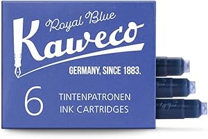 ‎KAWECO Kaweco Tintenpatronen im 6er-Pack Königsblau Royal Blue I hochwertige Premium Tinte für Füllhalter mit kurzen Standardpatronen | vegan tierversuchsfrei wasserlöslich