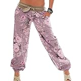 cinnamou Plus Size, Floral Hosen, Lange Baggy Pants, Frauen Leggings, Sommerhosen Ballonhose Haremshose Pluderhosen Yogahose