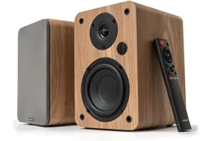 VULKKANO A4 Arc Enceintes Monitoring Active avec Woofer 4", Bluetooth 5.0, HDMI Arc, Optique, RCA, USB, Sortie Subwoofer, Haut Parleur de PC au Design Élégant, Couleur Noire