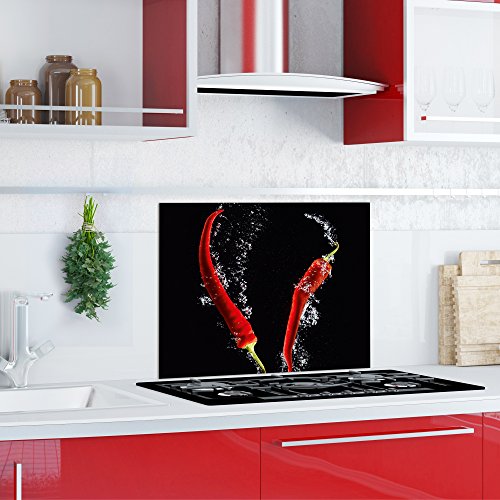 Eurographics DGS-OG1303 Chilli Splash ESG-Küchenspritzschutz, Glas, mehrfarbig - 2