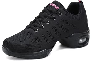 HUALUALUA Zapatillas Jazz Zapatillas de Danza Moderna para Mujer Señoras de Encaje hasta Zapatillas de Deporte Transpirable de Baile de salón de Zapatos de Baile al Aire Libre