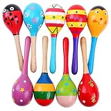 Tinksky Kinder Holz Maracas Rassel Shaker musikalische pädagogisches Spielzeug, 2pcs(Random Color) - 2