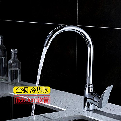 Preisvergleich Produktbild Gyps Faucet Waschtisch-Einhebelmischer Waschtischarmatur Badarmatur Vierkantrohr Wasseranschluß Spüle Voll Kupfer Kalt-heiß-Kalt-Wasser Abwaschen in der Badewanne Armatur aus Messing Gebürstet Ti