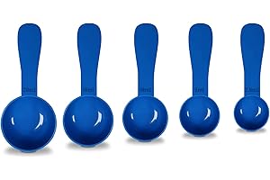 RE-GEN - Juego de 5 cucharas medidoras reutilizables de mango corto de 2,5 ml, 5 ml, 10 ml, 15 ml, 20 ml, ideal para líquidos, polvos, gránulos, hogar, cocina, catering, atención médica, fitness