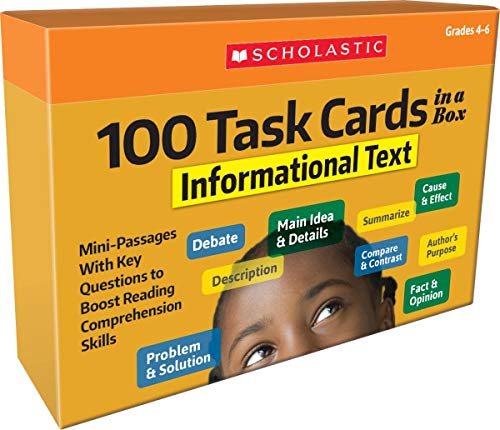100 Task Cards in a Box: Informational Text: Mini-passages With Key Questions to Boost Reading Comprehension Skills