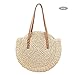 Produktbild Gereton Straw Woven Bag Runde geflochtene Tasche im Freien Strandtasche Travel Sling Bag Crossbody Tasche Schultertasche Handtasche für Frauen