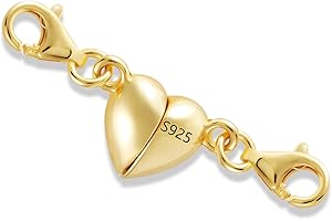 ‎KISSPAT Gold Magnetverschluss für Kette, Herz Magnetverschluss Halsketten Armband Verschluss Magnetverschluss Doppel Karabinerverschluss für Ketten Halskette Armband Zubehör für DIY-Schmuckherstellung