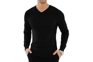 KUYIGO Uomo Maglione con Scollo a V Slim Knit Casual Manica Lunga Pullover Morbido Caldo Top S-XXL