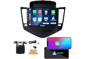 Kunfine Automóviles CarPlay Android Auto Navegación Estéreo GPS Radio Cámara de Marcha Atrás 9" IPS Pantalla Táctil Tabletas Pad Reproductor de Medios para Chevrolet Cruze 2009-2015 Octa Core 3G+32G