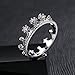 JaneDream Women Silver Plated Gorgeous CZ Crystal Rhinestone Princess Queen Crown Wedding Ring (Silver&Size O)