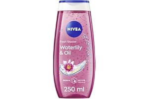 NIVEA Shower Gel Body Wash, Cleansing Waterlily & Oil with Caring Oil Pearls and Waterlily Scent, 250ml