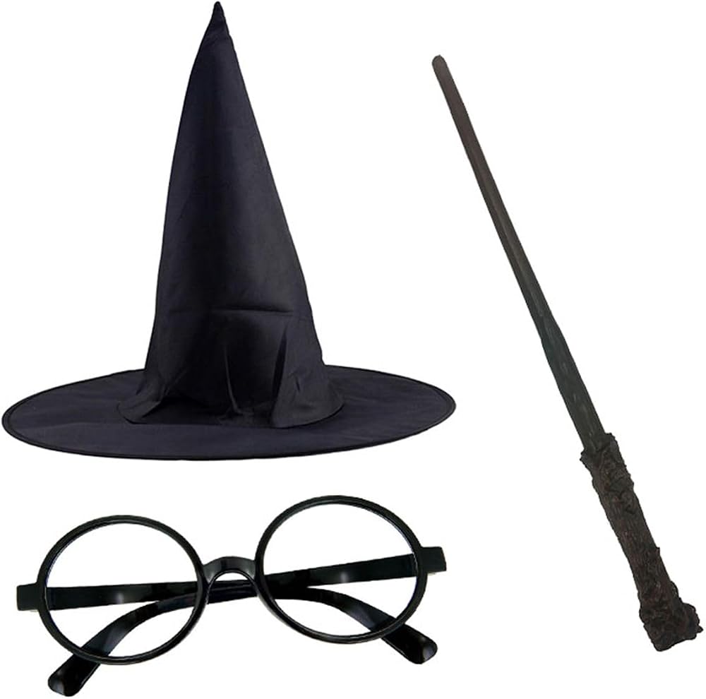 Harry Potter Şapkası Gözlük Ve Asa Cosplay Parti Doğum Günü Cadılar Bayramı Seti 1450