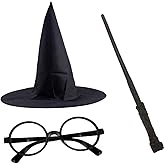 Harry Potter Şapkası G&ouml;zl&uuml;k Ve Asa Cosplay Parti Doğum G&uuml;n&uuml; Cadılar Bayramı Seti 1450